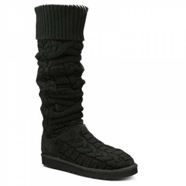 Угги UGG® Australia OVER THE KNEE TWISTED CABLE BLACK (3174)